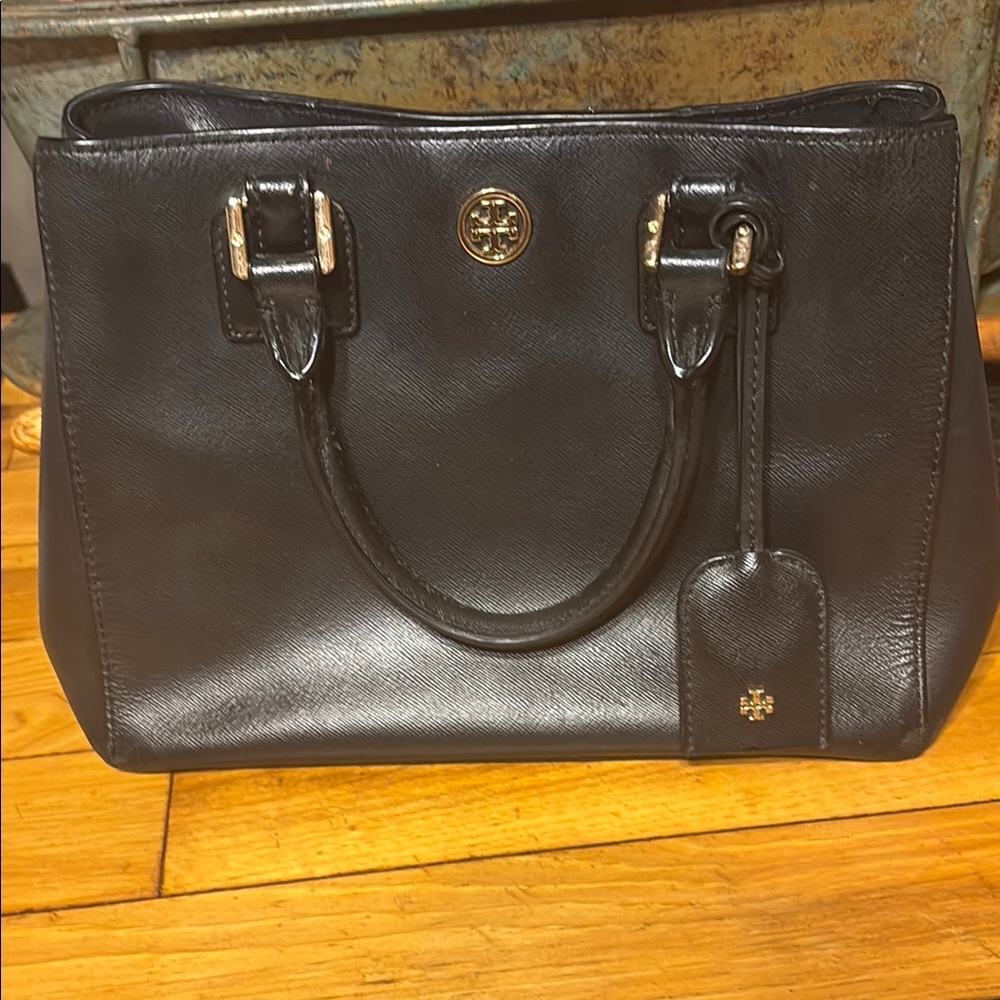 Tory Burch Black Leather Tote Bag